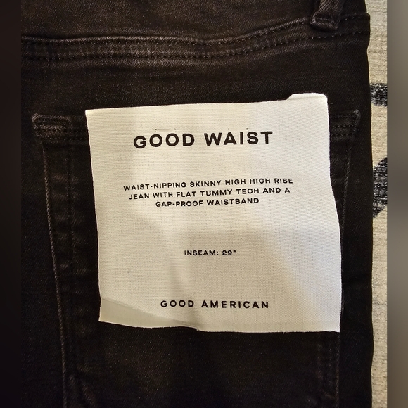 NWT GOOD American WAIST SKINNY JEANS $139 black 00-4 Inseam 29" denim - Picture 10 of 13